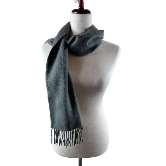 100% Cashmere Fringe English Lightweight Woven Scarf Gray - Picture 1 of 7